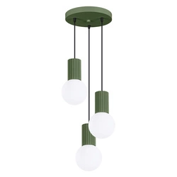 Lampa wisząca HALO 3P zielona oliwka szklana nowoczesna do salonu i kuchni SOLLUX