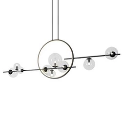 Lampa wisząca ORION DOUBLE czarna szklane kule LED regulowana do salonu 145 cm
