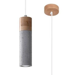 Lampa wisząca ZANE szara betonowa i drewniana do kuchni i jadalni nowoczesna 120 cm