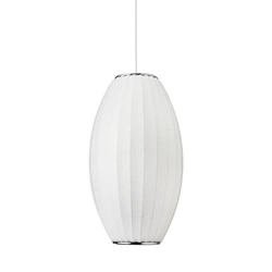 Lampa wisząca SILK BARREL biała 50 cm nowoczesna regulowana do salonu i jadalni