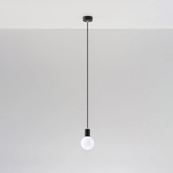 Lampa wisząca EDISON czarna nowoczesna pojedyncza do salonu i nad wyspę 106 cm