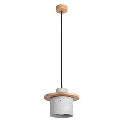 Lampa wisząca MAB beton nowoczesna okrągła do salonu i kuchni z drewnem szara 125 cm