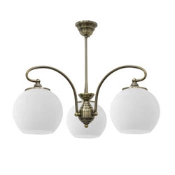Lampa wisząca Orbit klasyczna biała i miedziana 3-punktowa do salonu i jadalni