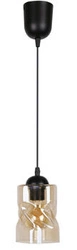 Lampa wisząca Felis szklana czarna z bursztynowym kloszem regulowana do salonu
