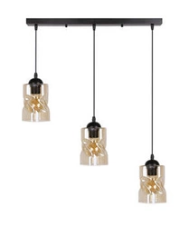 Lampa wisząca Felis czarna potrójna szklana nad stół do salonu i jadalni regulowana