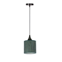 Lampa wisząca Patti czarny 1x60 E27  abażur walec 15x15 plecionka zielona