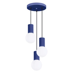 Nowoczesna lampa wisząca HALO 3P ultramaryna szklana do salonu i kuchni 3-punktowa