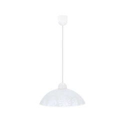 Lampa wisząca Alcara biała szklana z wzorem regulowana do salonu i jadalni 80 cm