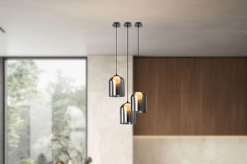 Lampa wisząca Klea czarna z dymionym kloszem nowoczesna do salonu lub nad stół