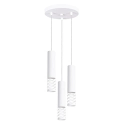 Nowoczesna lampa wisząca LAMI 3P biały metal do salonu i kuchni spiralny design