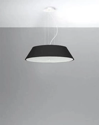 Żyrandol nowoczesny czarny Vega 60 do salonu i kuchni z tkaniny i szkła 5-punktowy