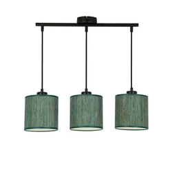 Lampa wisząca Patti czarny 3x60 E27  abażur walec 15x15 plecionka zielona