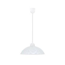 Lampa wisząca Bronte biała szklana z wzorem do salonu i jadalni regulowana 30 cm