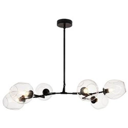 Lampa wisząca MODERN ORCHID-6 czarna szklana do salonu 130 cm regulowana