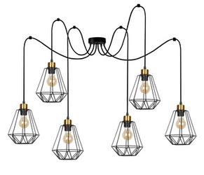 Lampa wisząca Primo p czarny+złoty 6x60W  E27 klosz czarny