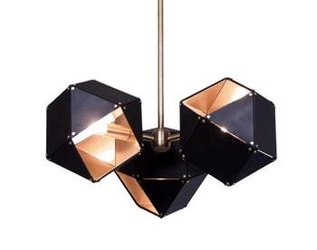 Lampa wisząca NEW GEOMETRY-3 czarno-złota nowoczesna do salonu i jadalni 45 cm