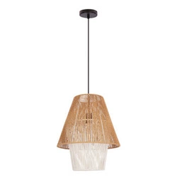 Lampa wisząca Africa 40 czarny 1x40W E27  abażur beżowy+biały