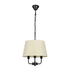 Lampa wisząca Pasteri czarna z beżowym abażurem 3-punktowa do salonu i sypialni