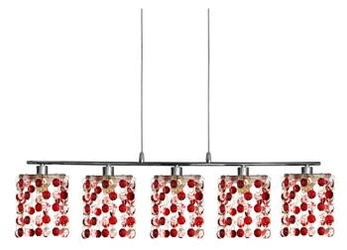 Lampa wisząca Classic czerwona szklana 5-punktowa do salonu i jadalni CANDELLUX