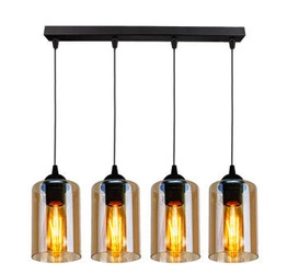 Lampa wisząca Bistro czarny 4x40W E27  klosz brązowy