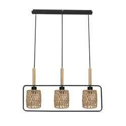 Lampa wisząca Crown czarna beżowa boho 3-punktowa regulowana do salonu nad stół