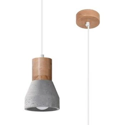 Lampa wisząca QUBIC szara betonowo-drewniana nad wyspę do kuchni i jadalni nowoczesna