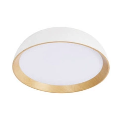 Plafon sufitowy LED Calabria biało-drewniany nowoczesny do salonu i sypialni 40 cm