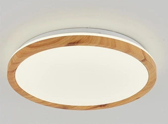 Plafon LED okrągły Kato 30 cm biały drewno skandynawski do salonu i kuchni Ledea
