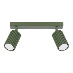 Plafon sufitowy KARBON 2 zielony oliwkowy nowoczesny aluminiowy do salonu z ruchomym kloszem