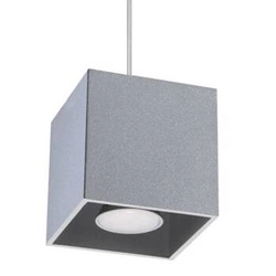Lampa wisząca QUAD szara nowoczesna pojedyncza do kuchni i nad wyspę aluminiowa