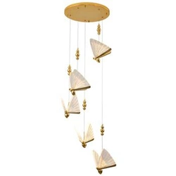 Lampa wisząca LED BEE LAMP 5 złota nowoczesna do salonu, kuchni, nad stół 45 cm