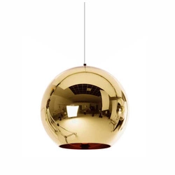 Lampa wisząca kula szklana złota regulowana MIRROR GLOW 40cm do salonu nad stół