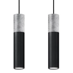 Lampa wisząca Borgio 2 czarna nowoczesna do salonu i nad stół loftowa cementowa
