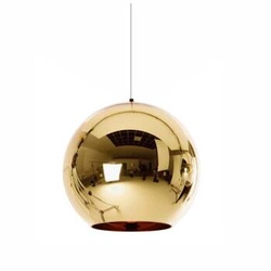 Lampa wisząca kula szklana złota MIRROR GLOW 25 cm do salonu i nad stół regulowana