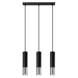 Lampa wisząca Loopez 3-punktowa czarna chrom nowoczesna do salonu i nad wyspę