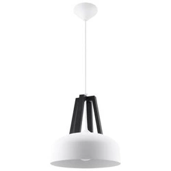 Lampa wisząca CASCO nowoczesna biała do salonu i jadalni drewno metal 30 cm