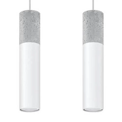 Lampa wisząca Borgio 2 biała nowoczesna do salonu i nad stół loftowa cementowa