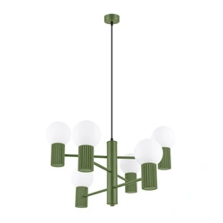 Żyrandol nowoczesny HALO 6 oliwkowy do salonu i jadalni lampa sufitowa metalowa