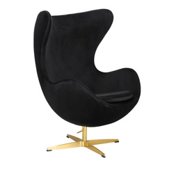 Fotel Jajo Velvet czarne/ złota podstawa OUTLET