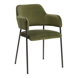 Krzesło Lima welurowe z podłokietnikami   zielone Outlet