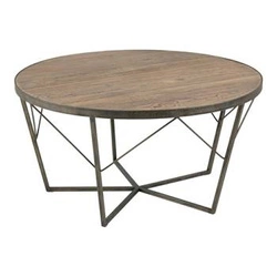 Stolik kawowy Durham okrągły czarny drewniany z metalową podstawą nowoczesny do salonu Actona