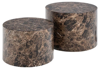 Zestaw 2 stolików Dice okrągłe marmur     brązowy outlet