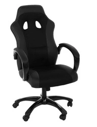 Fotel gamingowy Race czarny ergonomiczny z zagłówkiem obrotowy eko skóra do biurka