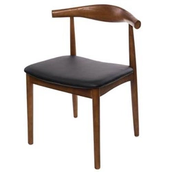 Krzesło drewniane Codo inspirowane Elbow Chair do jadalni tapicerowane ekoskóra brązowe