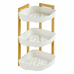 Półka łazienkowa narożna Naturéo 3-poziomowa biała z bambusa do łazienki 5five simply smart