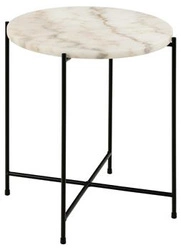 Stolik kawowy Avila okrągły marmurowy biały nowoczesny glamour do salonu wysoki 45 cm