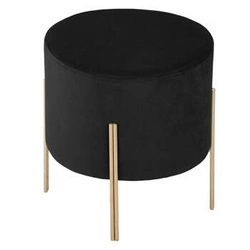 Pufa Living Velvet Atmosphera czarna welurowa na złotych nogach okrągła do salonu glamour