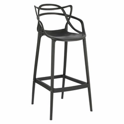 Hoker Lexi czarny nowoczesny z oparciem z tworzywa sztaplowany do kuchni i wyspy 75 cm D2.DESIGN