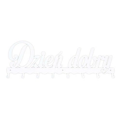 Wieszak ścienny do przedpokoju Dzień Dobry 01 biały metalowy nowoczesny Intesi 60 cm