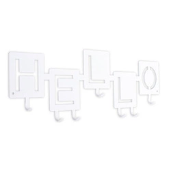 Nowoczesny wieszak ścienny do przedpokoju Hello biały metalowy na kurtki i klucze Intesi